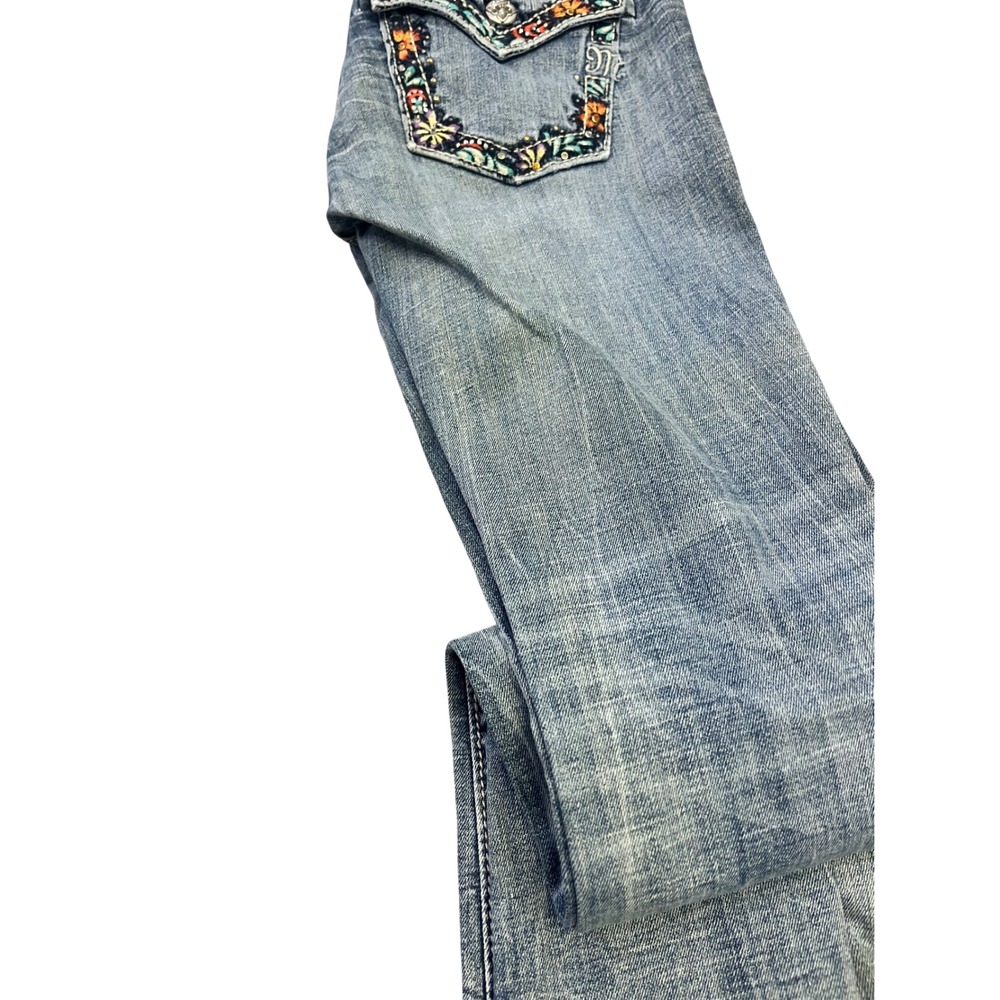 Miss Me Signature Boot Cut Jeans Low Rise Floral Embroidered Vintage y2k Sz 27 - Picture 11 of 12